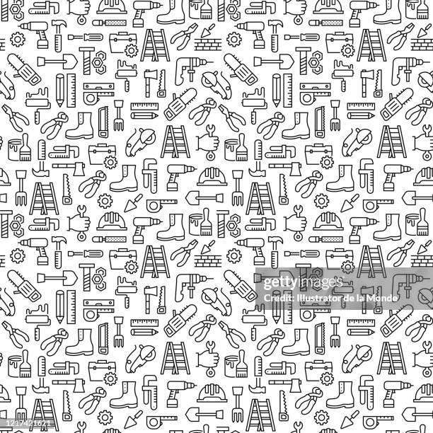 hardware tools seamless pattern - plumber tools background stock illustrations