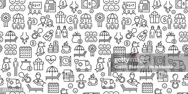 employee benefits seamless pattern - stage de formation stock illustrations