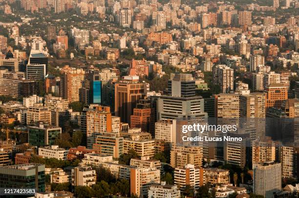 view of santiago financial buildings - santiago de chile stockfoto's en -beelden