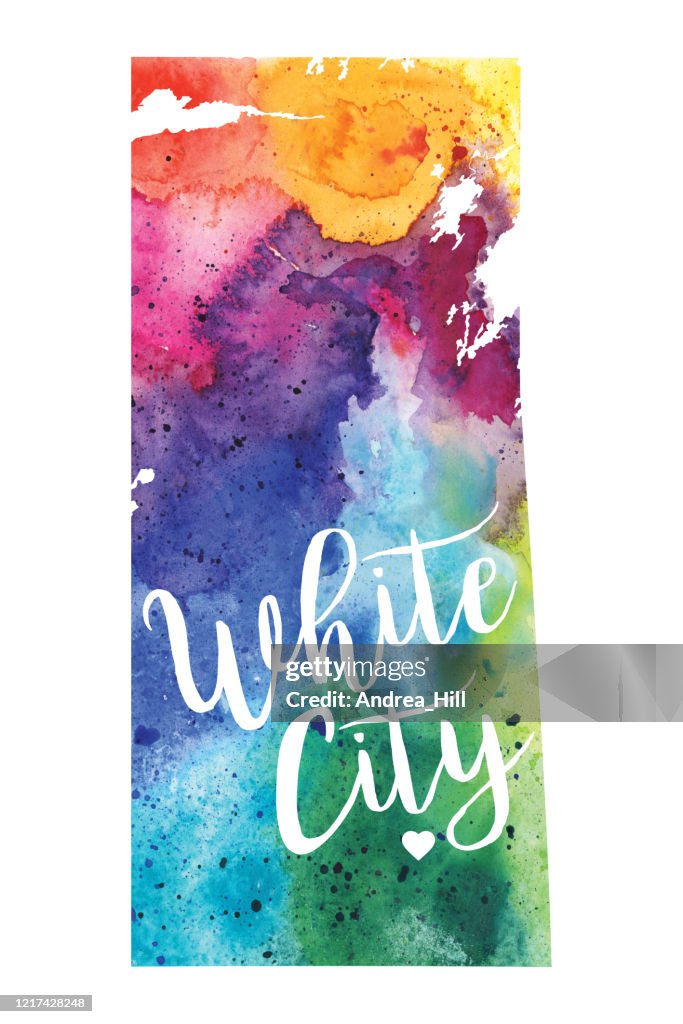 White City, Saskatchewan Watercolor Raster Map Illustration
