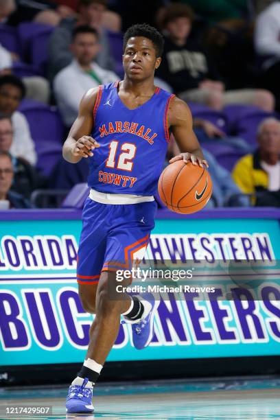 Zion Harmon of Marshall County High School in action against Fort Myers High School during the City of Palms Classic Day 1 at Suncoast Credit Union...