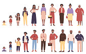 Woman and man in different ages vector illustration