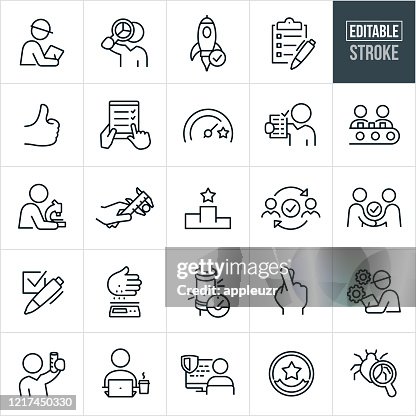 Quality Control Thin Line Icons - Editable Stroke Quality Control Thin Line Icons - Editable Stroke