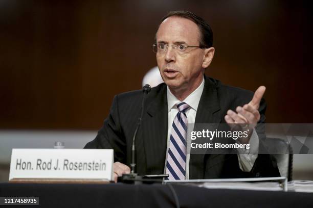 Rod Rosenstein, former deputy attorney general, speaks during a Senate Judiciary Committee hearing in Washington, D.C., U.S., on Wednesday, June 3,...