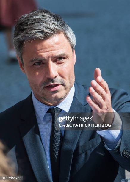 Jean-Philippe Vetter of Les Republicains addresses a press conference in Strasbourg, eastern France, on June 3 ahead of the second round of France's...