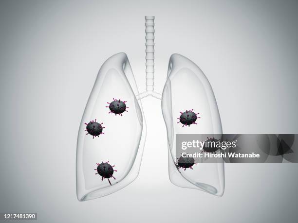 virus infected crystal lung, conceptual still life - crystal glasses stockfoto's en -beelden