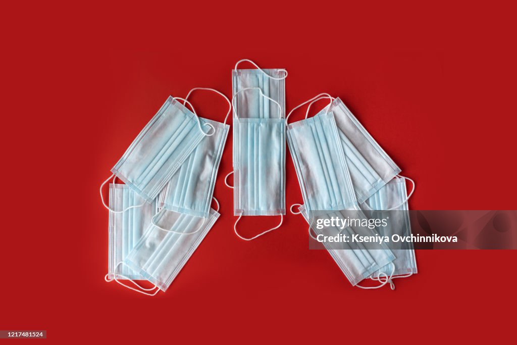 Lungs on X-ray film and medical mask, health care roentgen background, pneumonia prevention concept