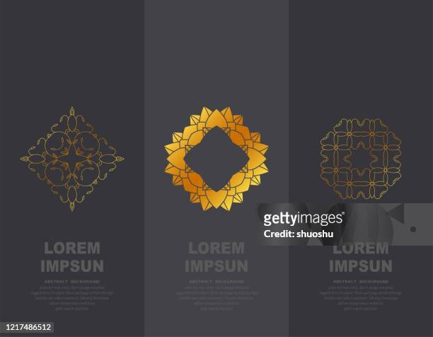 golden floral style icon tag for design - luxury logo stock illustrations