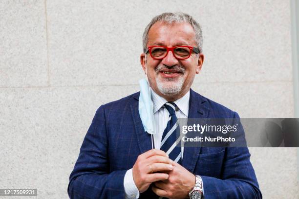 Roberto Maroni attends at press conference for the presentation of Triennale Estate at the Milan Triennale, Italy, June 04 2020