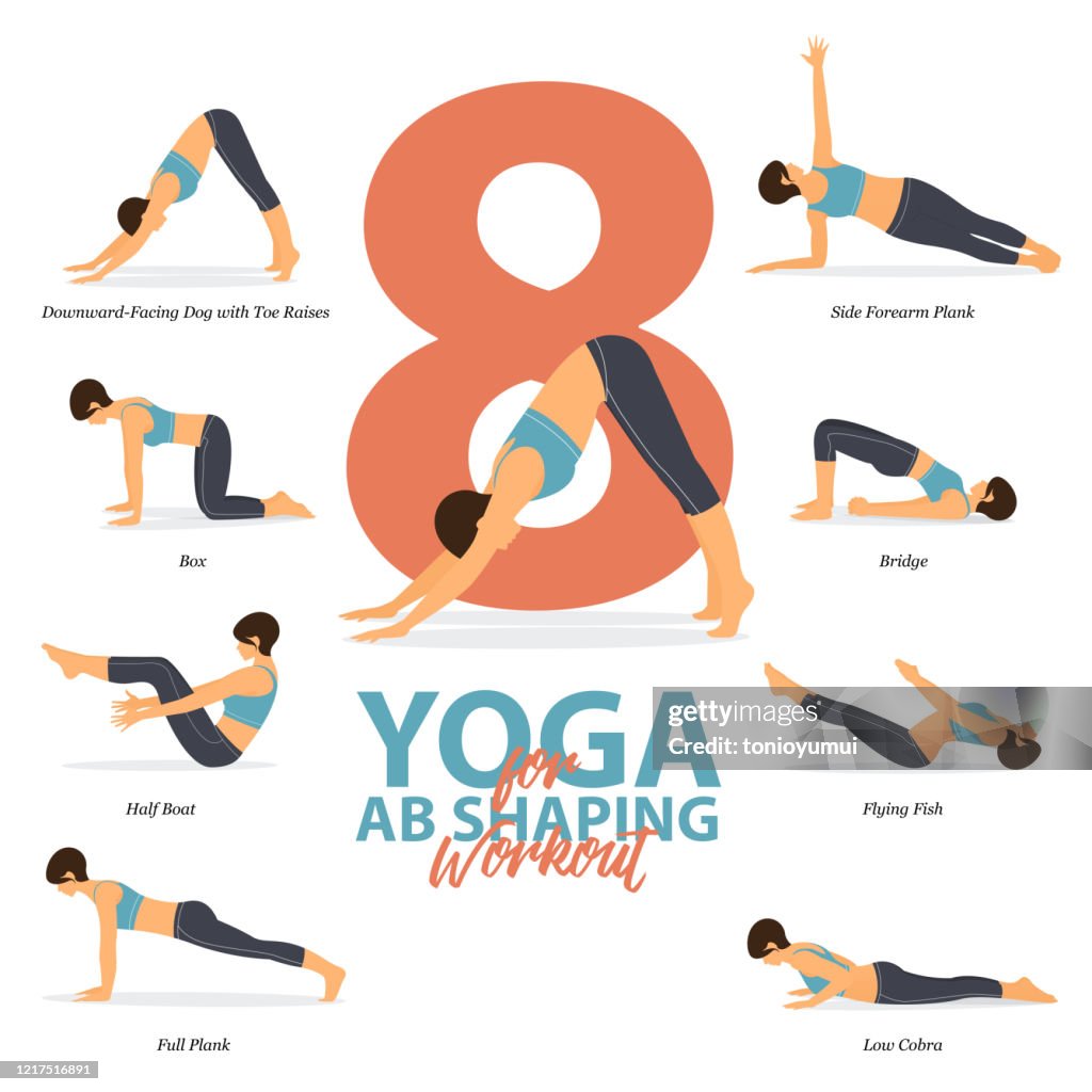 Shaping Exercise Infographic Of 8 Yoga Poses For Ab Shaping Workout In Flat Design ...