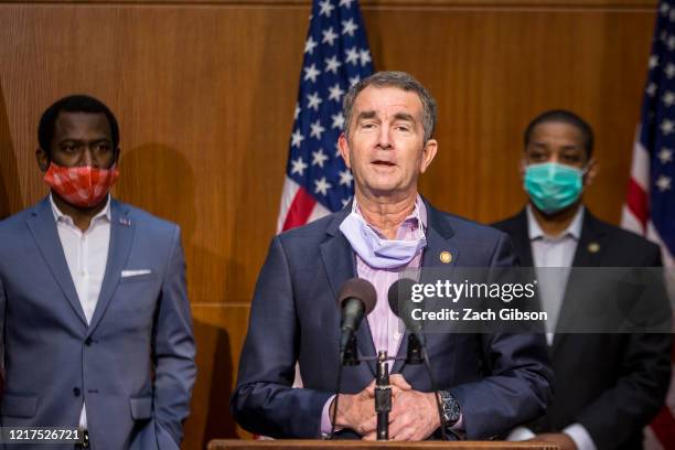 Virginia Gov. Ralph Northam speaks during a news conference on June 4, 2020 in Richmond, Virginia. Gov. Northam and Richmond Mayor Levar Stoney...