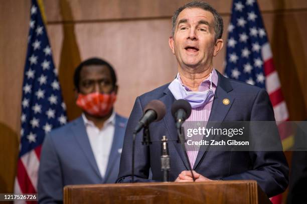 Virginia Gov. Ralph Northam speaks during a news conference on June 4, 2020 in Richmond, Virginia. Gov. Northam and Richmond Mayor Levar Stoney...