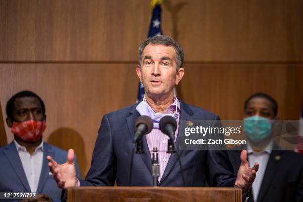 Virginia Gov. Ralph Northam speaks during a news conference on June 4, 2020 in Richmond, Virginia. Gov. Northam and Richmond Mayor Levar Stoney...