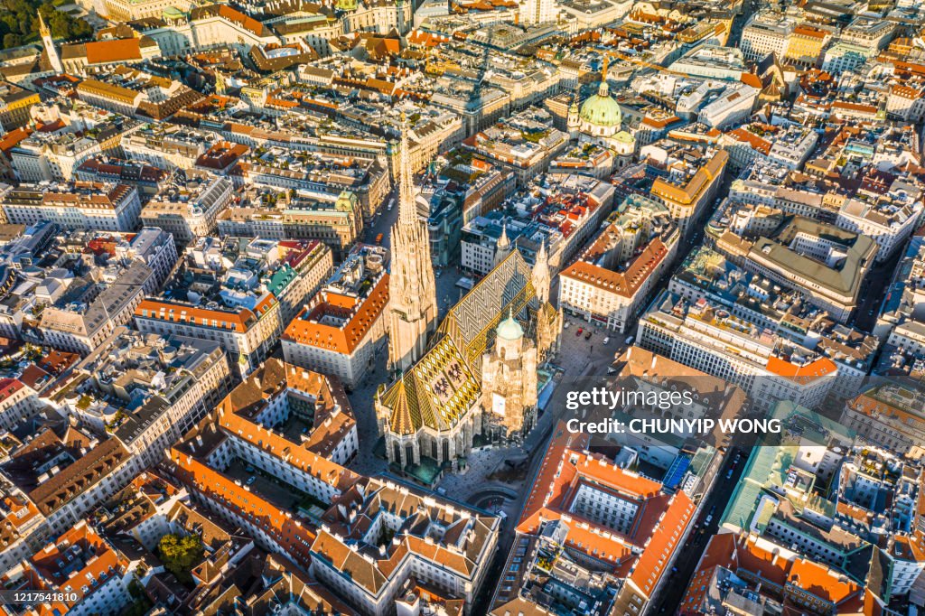 Vienna aerial view in Austria is one of the most famous capital cities of Europe