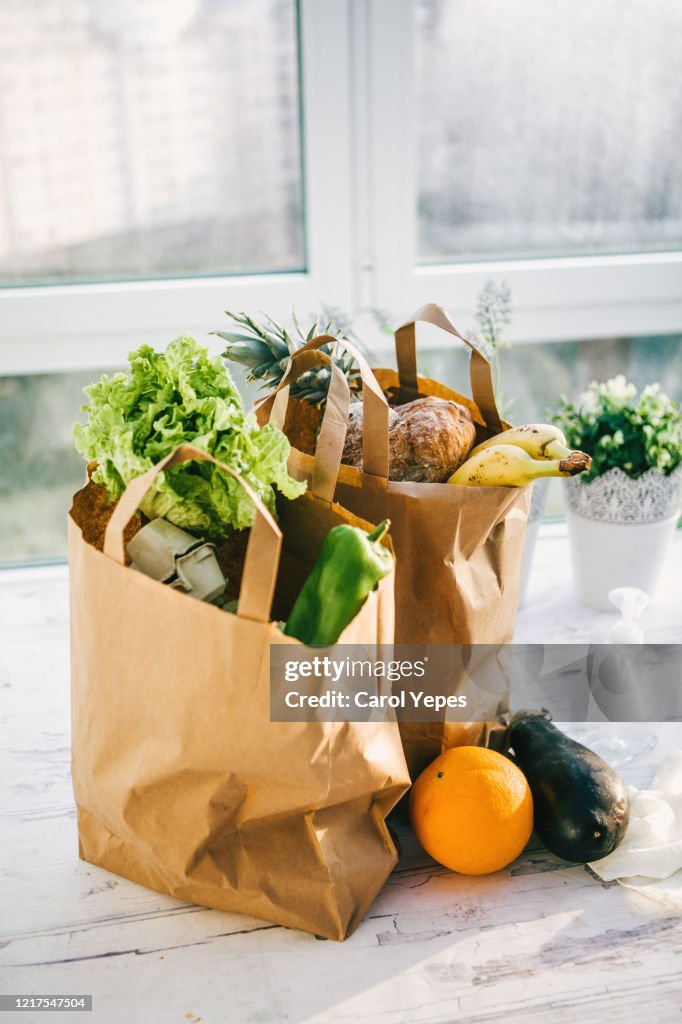 Bags of fruit and vegetables delivered at home