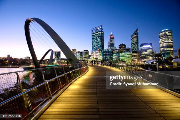 perth elizabeth quay bridge - perth australia stock pictures, royalty-free photos & images