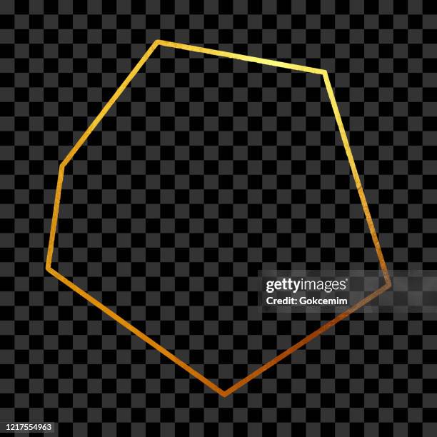 hexagon gold foil frame isolated background. geometric golden frame invitation card template. gold geometrical polyhedron, line art. vector gold border design element for birthday, new year, christmas card, wedding invitation. - wedding border stock illustrations