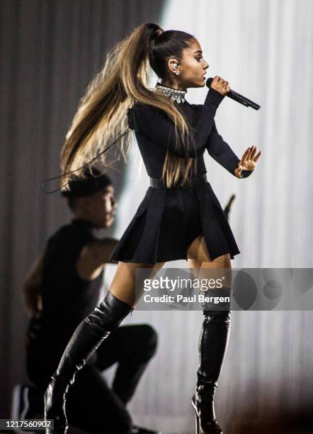 American pop singer Ariana Grande performs at Ziggo Dome as part of her Dangerous Woman Tour, Amsterdam, Netherlands, 14th May 2017.