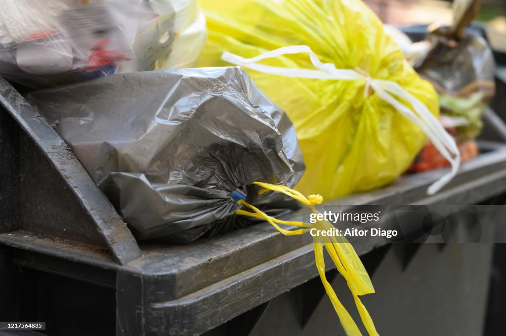 Container full of garbage bags. Berlin. Germany.