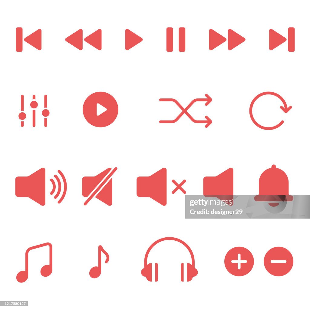 Media Player and Music Icon Set Vector Design.