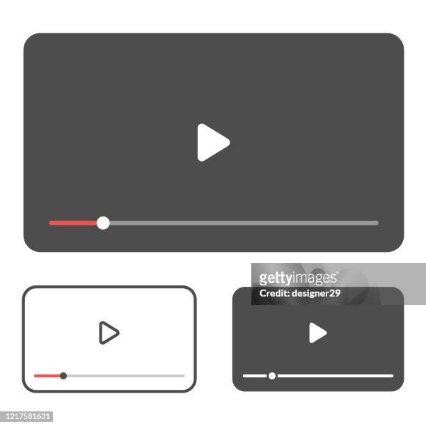 ilustrações de stock, clip art, desenhos animados e ícones de video player template icon. music, movie and video player vector design on white background. - formato de alta definição