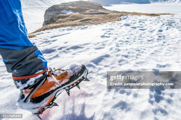 ascent with crampons - crampon stock pictures, royalty-free photos & images