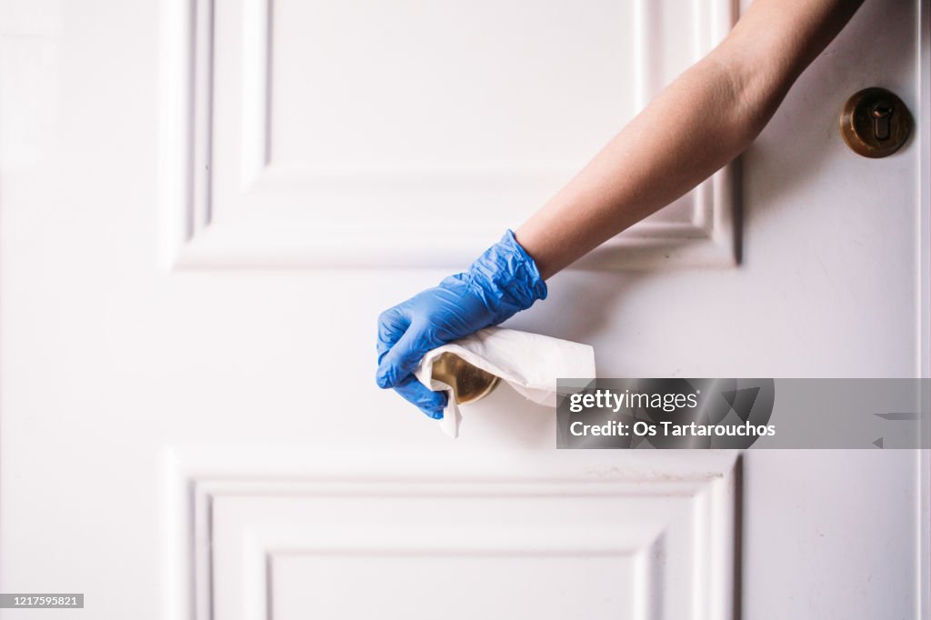 Wiping down door handle