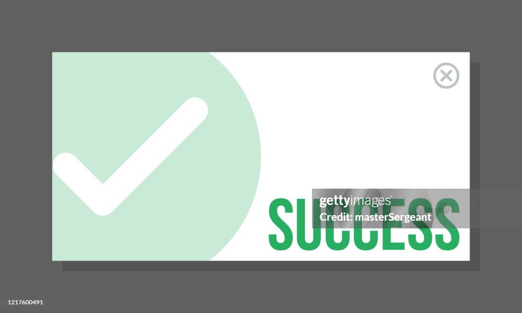 Success Pop Message Success Popup Box With Check Mark Symbol High-Res Vector Graphic ...