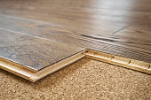 Close-up of laminate substrate and parquet board