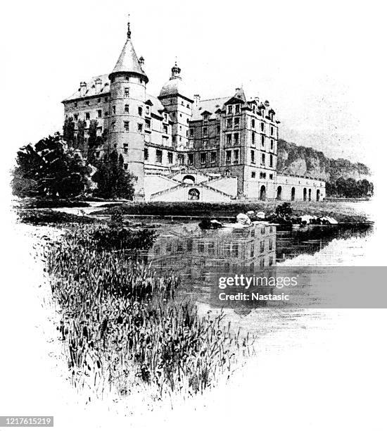 castle of the connetable - castle stock illustrations