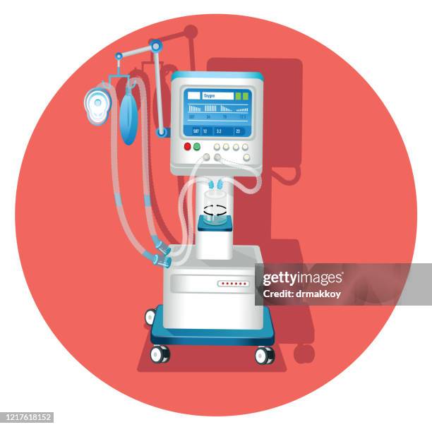 medical ventilator and coronavirus - sars virus stock illustrations
