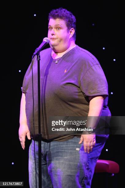 Comedian Ralphie May is shown performing on stage during a "live" concert appearance on April 26, 2015. "n"n