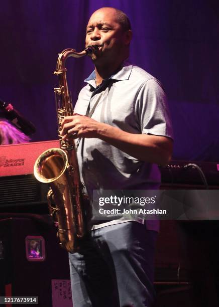 Musician Branford Marsalis is shown performing on stage during a "live" concert appearance with Warren Haynes & the Seaside Allstars on August 1,...