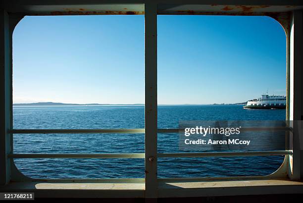 view from vashon-fauntleroy ferry crossing the puget sound, usa - seattle ferry stock pictures, royalty-free photos & images