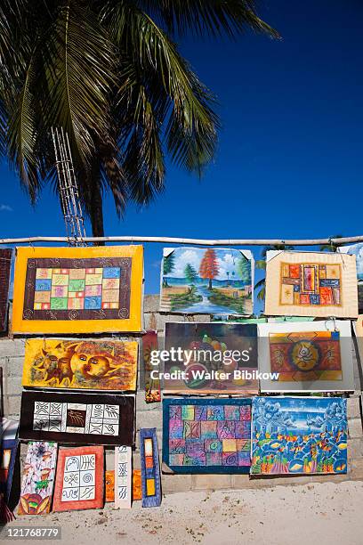 haitian paintings for sale, las galeras, samana peninsula, dominican republic - painted image paintings art stock pictures, royalty-free photos & images