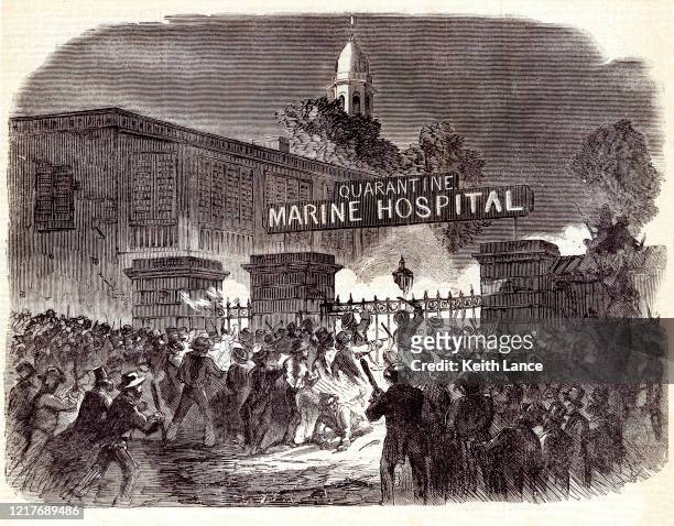 staten island quarantine war of 1858 - anti quarantäne protest stock-grafiken, -clipart, -cartoons und -symbole