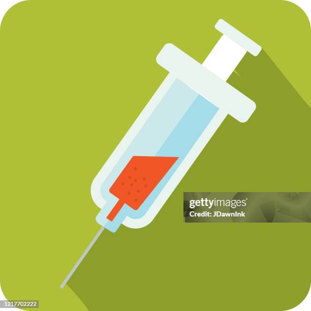 cold and flu virus syringe with flu vaccine icon - getting flu shot stock illustrations