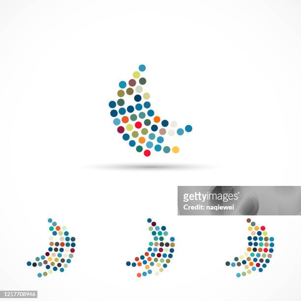vector minimalism half tone dots pattern icon collection - connection logo stock illustrations