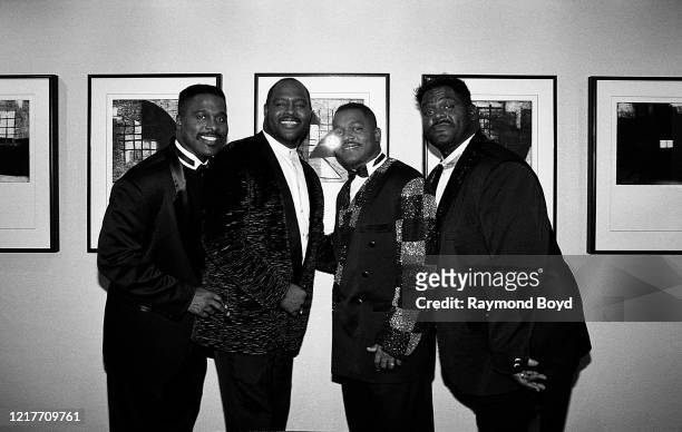 Singers Carvin Winans, Marvin Winans, Michael Winans and Ronald Winans of The Winans poses for photos at Apostolic Church of God in Chicago, Illinois...