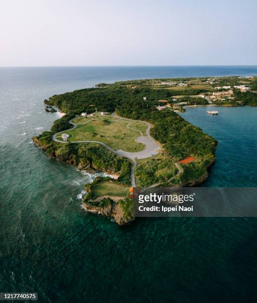 aerial view of peninsula, iriomote island, okinawa, japan - kyushu stock pictures, royalty-free photos & images