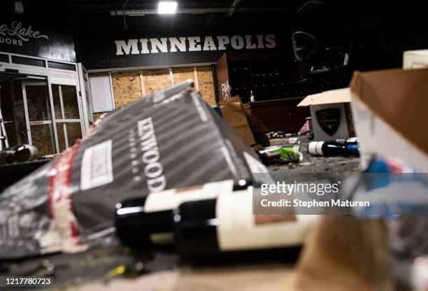 View of the damage inside Chicago Lake Liquors after it was looted during the protests and riots which followed the death of George Floyd on June 5,...