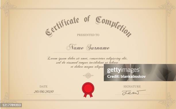 certificate of completion - authority stock illustrations