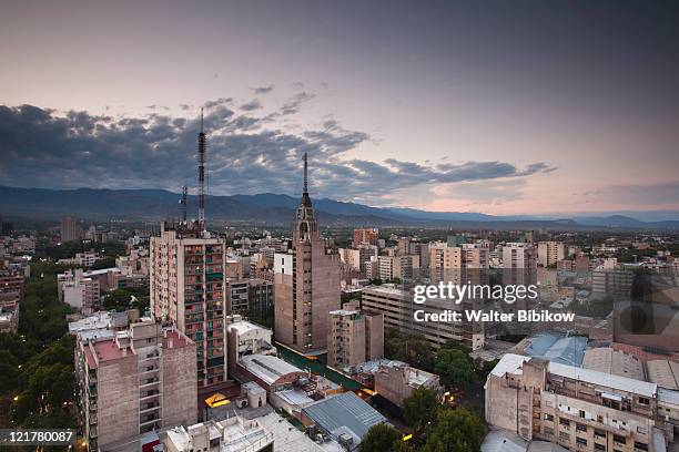 city view from the east, mendoza, mendoza province, argentina - mendoza argentina stock pictures, royalty-free photos & images