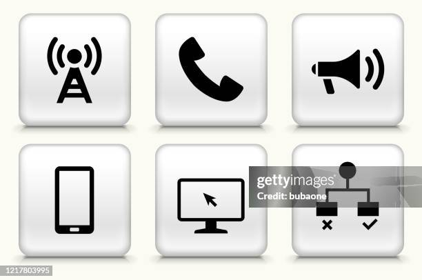 modern technology icon set - multiple computer screens white background stock illustrations