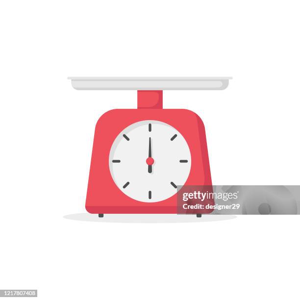 ilustrações de stock, clip art, desenhos animados e ícones de kitchen scale icon flat design. - balança instrumento de pesagem