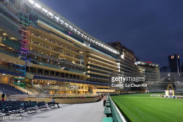 April 8 : Empty stand at Happy Valley Racecourse on April 8, 2020 in Hong Kong. The coronavirus lockout limited the crowd at Happy Valley Racecourse...