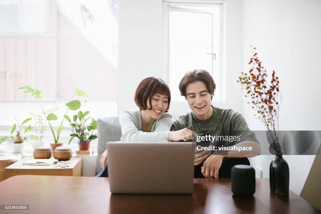 Couple Using Technology Together