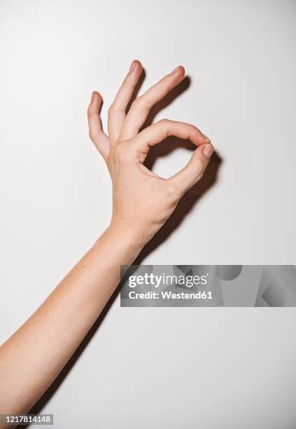 hand building ok sign - gebarentaal stockfoto's en -beelden