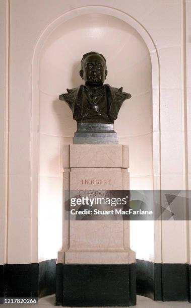 The Herbert Chapman bust in the Marble Halls of Arsenal Stadium, Highbury, on March 1, 2001 in London, England.