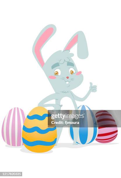 easter bunny delivering chocolate eggs - hare isolated stock illustrations